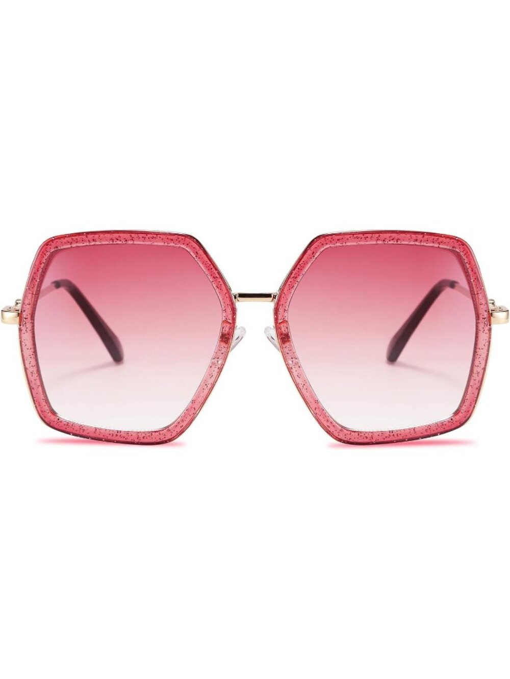 Women's Large Hexagon Inspired Sunglasses Irregular Geometric B2503 Shiny Red